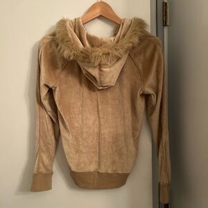 Finity Tan Faux Fur Trim Zip-Up